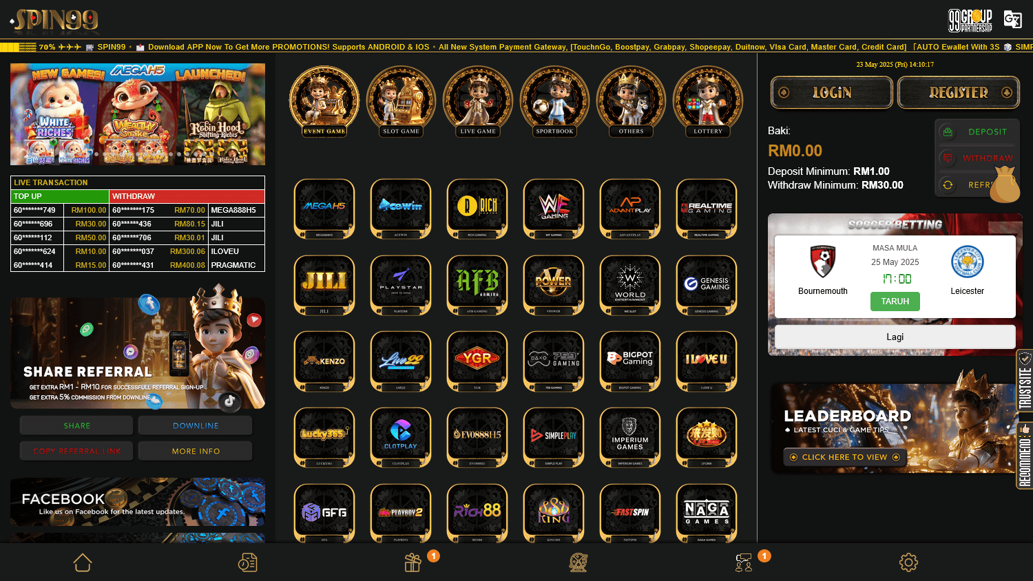 SPIN99 Casino Desktop screenshot